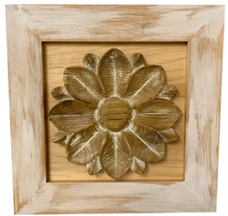 Distressed Flower Concealed Gun Cabinet Wall Decor (White)