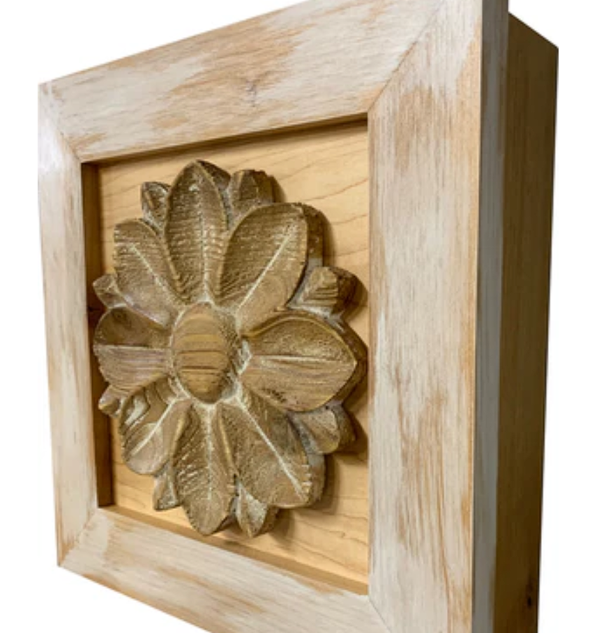 Distressed Flower Concealed Gun Cabinet Wall Decor (White)