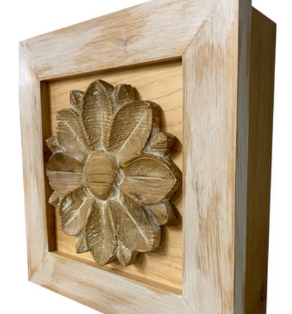 Distressed Flower Concealed Gun Cabinet Wall Decor (White)