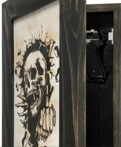 Gothic Skull Giving Middle Finger Decorative Gun Cabinet To Securely Store Your Gun In Any Room