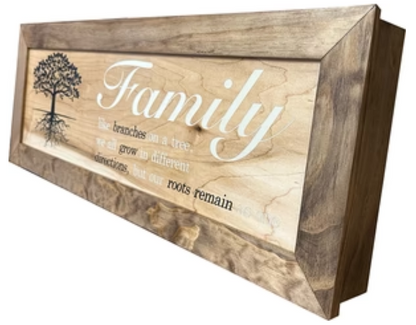 Large Hidden Gun Storage Cabinet with Family Tree Design