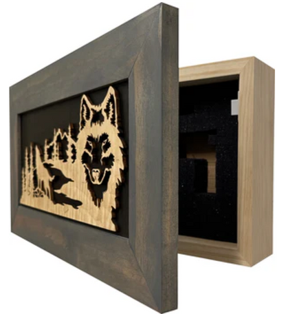 Wall-Mounted Gun Cabinet Wolf Scenery Wall Decoration - Gun Safe To Securely Store Your Gun In Plain Sight