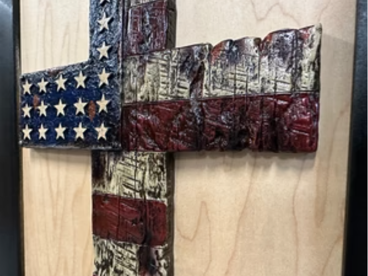 American Flag Cross Decorative Wall-Mounted Secure Gun Cabinet