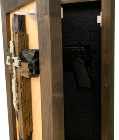 Three Layered Cross Decorative Wall-Mounted Secure Gun Cabinet