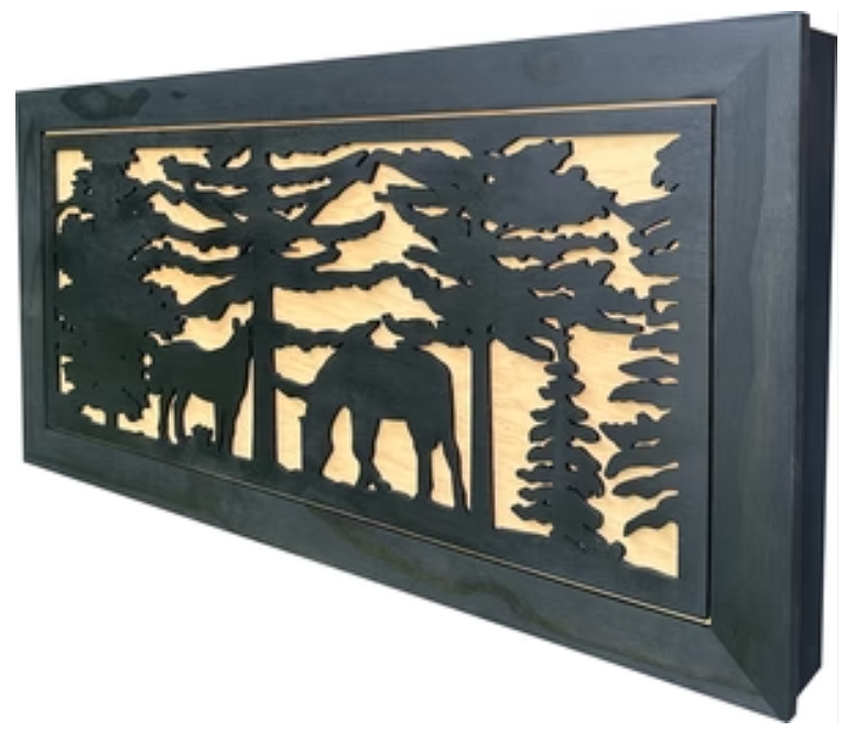 Large Hidden Gun Storage Cabinet Horse Scene Wall Decor - Two Horses Together