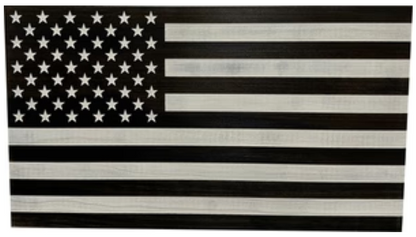 American Flag Decorative & Secure Wall-Mounted Gun Cabinet (Black & White Distressed)