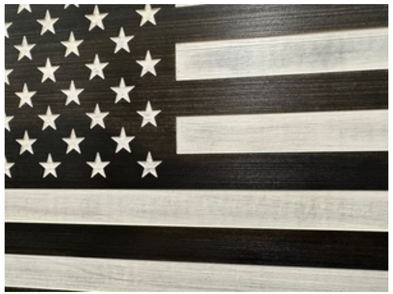 American Flag Decorative & Secure Wall-Mounted Gun Cabinet (Black & White Distressed)