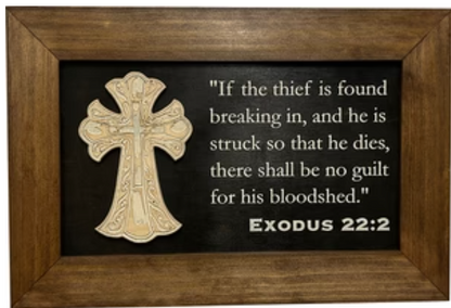 Decorative Gun Cabinet Wall-Mounted & Secure with a Cross and Exodus 22:2 - Gun safe To Securely Store Your Gun & Home Self Defense Gear