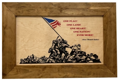 Iwo Jima Flag Raising Decorative Wall-Mounted Secure Gun Cabinet