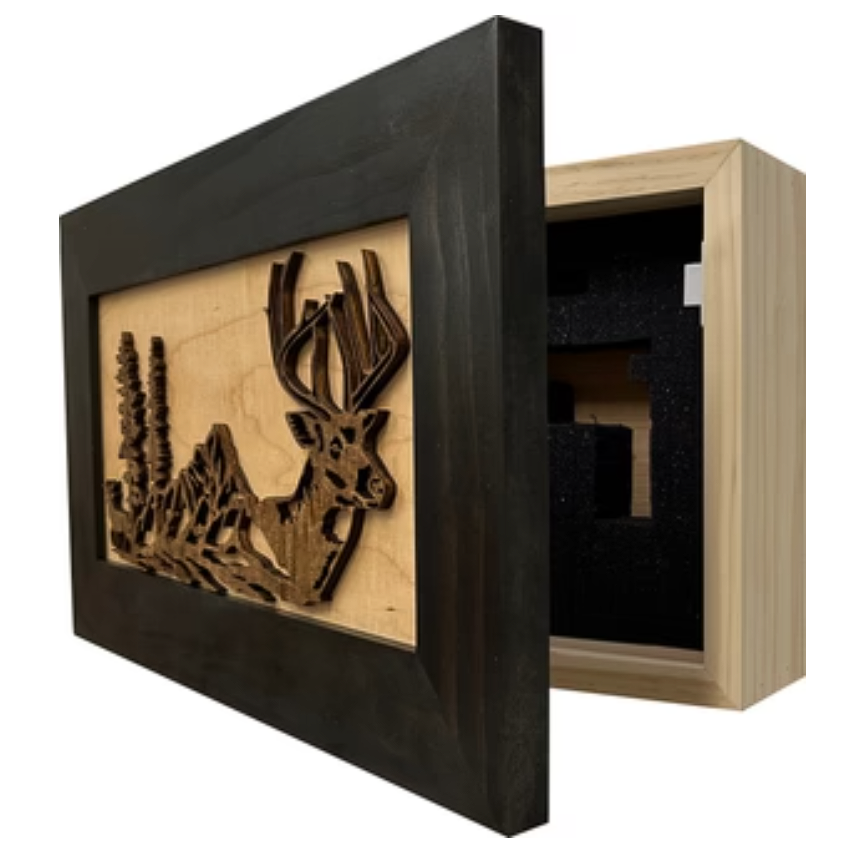 Decorative Secure Gun Cabinet with Deer Scene - Wall-Mounted Gun Safe To Securely Store Your Personal Protection