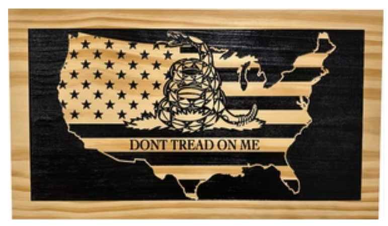 Dont Tread On Me Secure Decorative Wall-Mounted Gun Cabinet (Union)