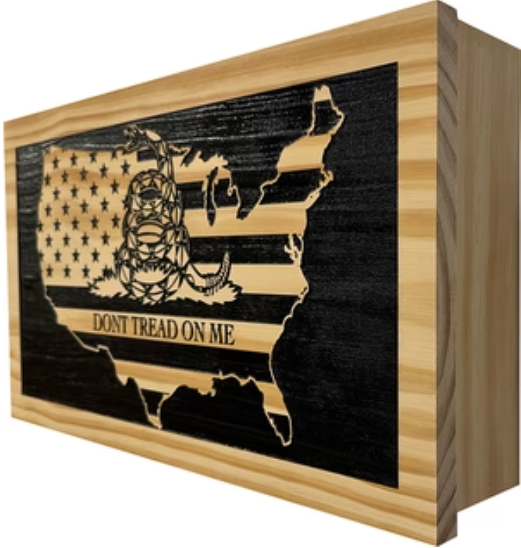 Dont Tread On Me Secure Decorative Wall-Mounted Gun Cabinet (Union)