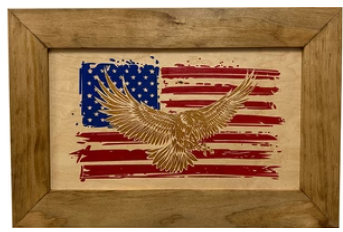 Bald Eagle & American Flag Patriotic Decorative Wall-Mounted Secure Gun Cabinet