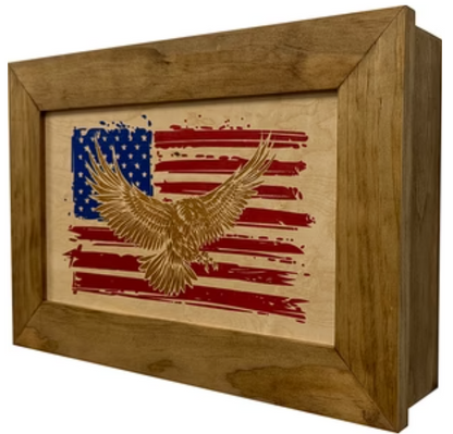 Bald Eagle & American Flag Patriotic Decorative Wall-Mounted Secure Gun Cabinet