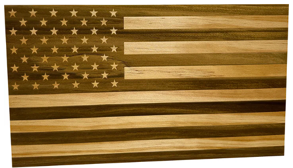 American Flag Hidden Gun Storage Decorative & Secure Wall-Mounted Concealed Gun Cabinet (Natural)