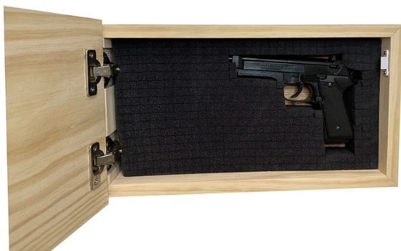 American Flag Hidden Gun Storage Decorative & Secure Wall-Mounted Concealed Gun Cabinet (Natural)