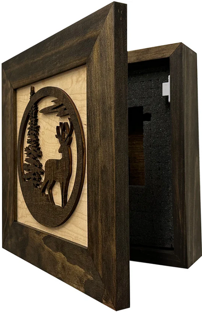 Buck in Nature Decorative Wall-Mounted Gun Cabinet - Gun Safe To Securely Store Your Gun And Other Home Defense Gear