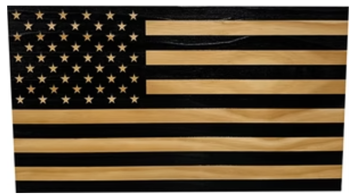 American Flag Decorative & Secure Wall-Mounted Gun Cabinet (Black)