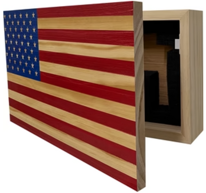 American Flag Decorative & Secure Wall-Mounted Gun Cabinet (Red & Blue)