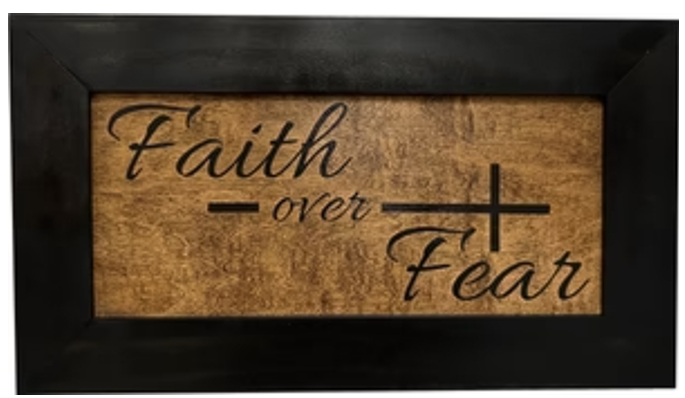 Faith Over Fear Decorative Wall-Mounted Secure Gun Cabinet