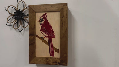 Decorative Hidden Gun Cabinet Red Cardinal Bird Wall Art - Secure Concealed Gun Safe by Bellewood Designs