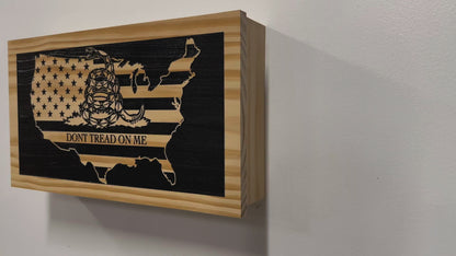 Dont Tread On Me Secure Decorative Wall-Mounted Gun Cabinet (Union)