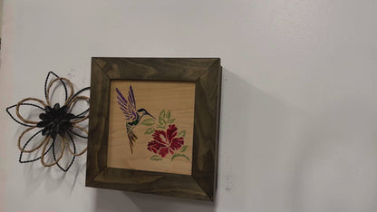 Decorative Wooden Gun Safe with Hummingbird and Hibiscus