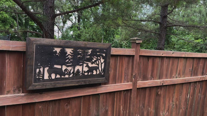 Large Hidden Gun Storage Cabinet Deer Scene Wall Decor - Deer In The Woods Concealed Gun Cabinet