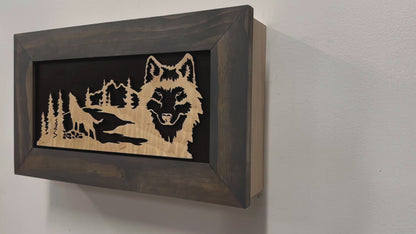 Wall-Mounted Gun Cabinet Wolf Scenery Wall Decoration - Gun Safe To Securely Store Your Gun In Plain Sight