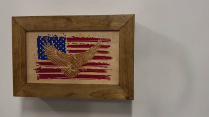 Bald Eagle & American Flag Patriotic Decorative Wall-Mounted Secure Gun Cabinet