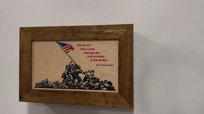 Iwo Jima Flag Raising Decorative Wall-Mounted Secure Gun Cabinet