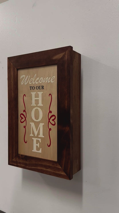 Wood Secure Gun Safe Welcome to our Home Wall Decor (Red Oak)