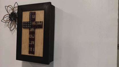 American Flag Cross Decorative Wall-Mounted Secure Gun Cabinet