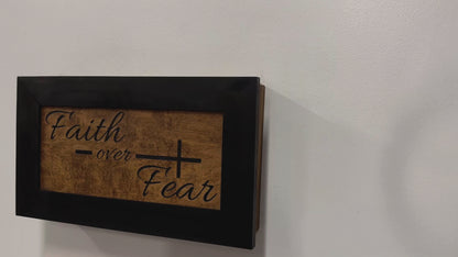 Faith Over Fear Decorative Wall-Mounted Secure Gun Cabinet