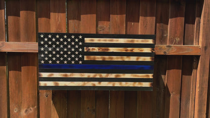 Large Blue Line American Flag Hidden Gun Storage Cabinet (Blue Line)